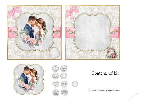 #3 Bride & Groom Wedding card topper for 7x7 card