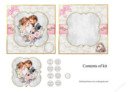 #4 Bride & Groom Wedding card topper for 7x7 card