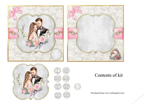 #5 Bride & Groom Wedding card topper for 7x7 card
