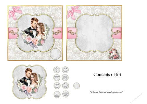 #6 Bride & Groom Wedding card topper for 7x7 card