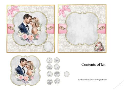 #7 Bride & Groom Wedding card topper for 7x7 card