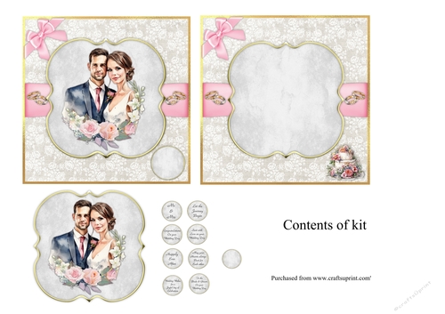 #8 Bride & Groom Wedding card topper for 7x7 card