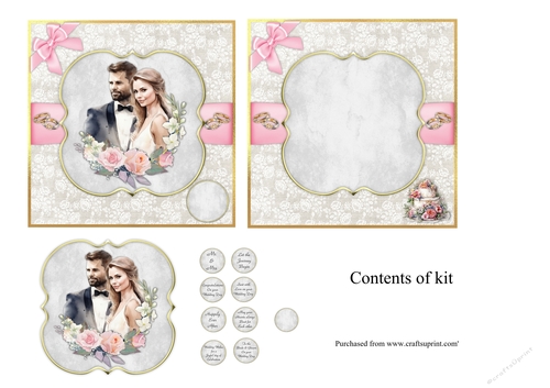 #9 Bride & Groom Wedding card topper for 7x7 card