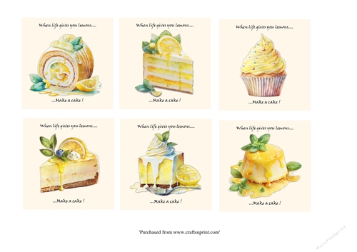 Yummy Lemon cakes toppers for 6x6 cards