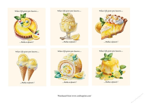 Yummy Lemon dessert toppers for 6x6 cards