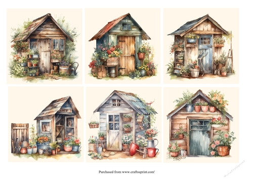 Garden shed set of 6 backgrounds 