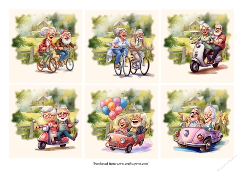 Happy Grandparents out on adventures card front