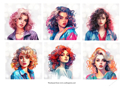 Retro 80s girls card fronts