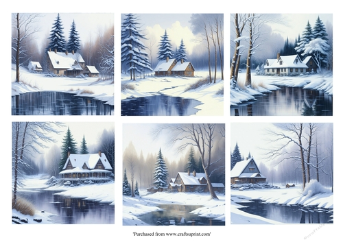 Christmas winter scenes kit for 8x8  cards