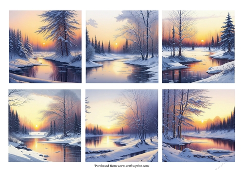 Christmas winter sunset scenes kit for 6x6 cards