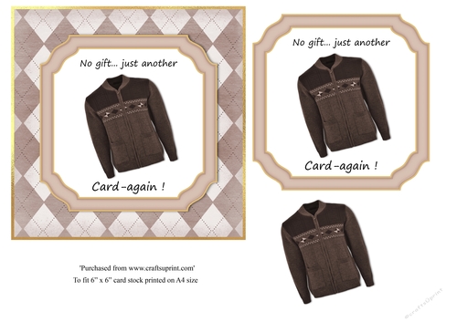 Funny Male Cardigan Birthday Pun Card topper for 6x6 card