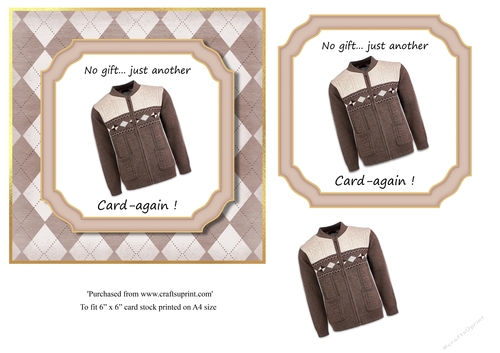 Funny Male Cardigan Birthday Pun Card topper for 6x6 card
