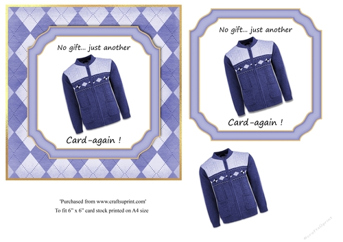Funny Male Cardigan Birthday Pun Card topper for 6x6 card
