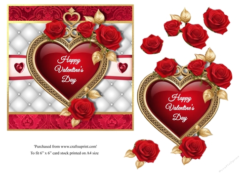 Heart and roses Valentines Day topper for 6x6 card