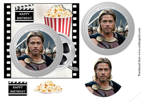 Troy Achilles themed movie birthday card topper