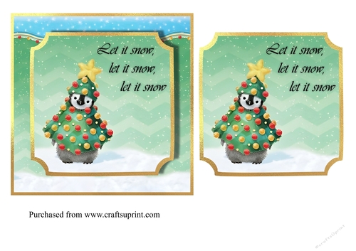 Penguin in woolly jumper and hat Christmas topper for 6x6 card