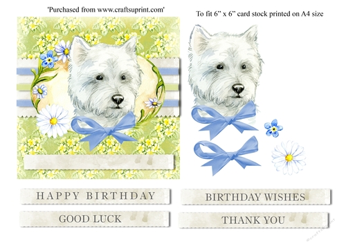 Cairn Terrier 6 x 6 card topper with decoupage