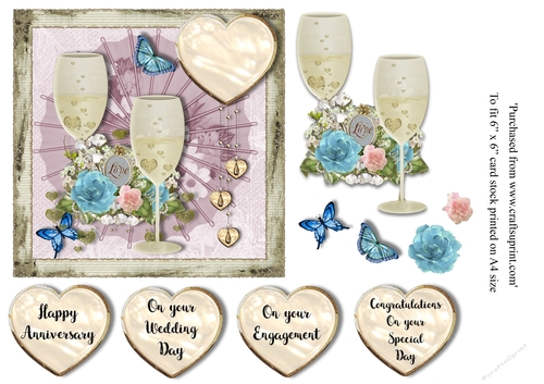 Wedding day/anniversary/engagement card topper for 6 x 6 cardstock