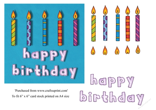 Bold birthday candles card topper for 6 x 6 cardstock