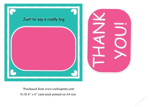 Typographical thank you card topper for 6 x 6 cardstock
