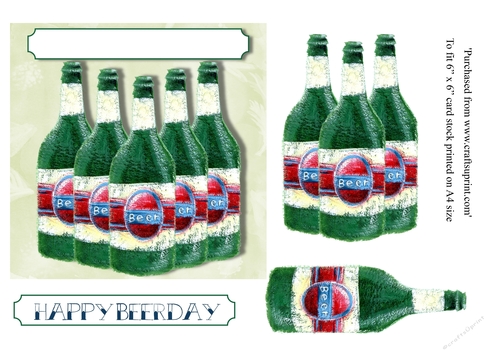 Male birthday card with beer bottles , Happy Beerday card topper