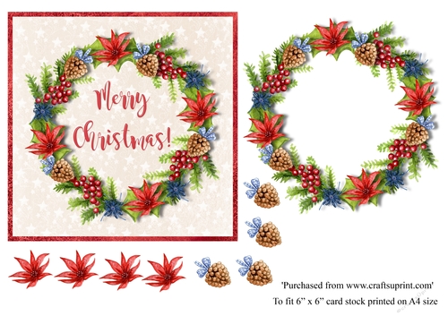 Christmas wreath card topper 6 x 6
