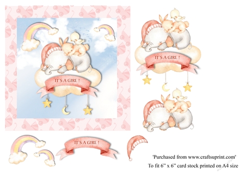 New Baby Girl card topper for 6 x 6 card