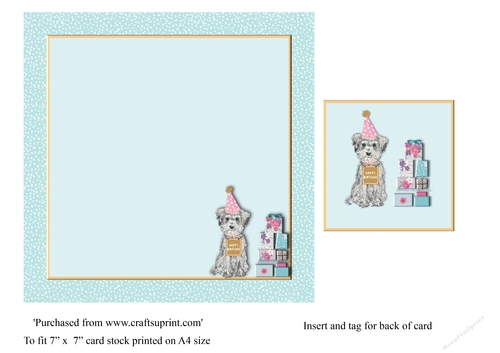 Insert and tag for party dog and gifts topper (7x7 card)