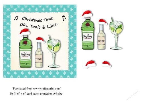 Gin themed Christmas card toppers 6x6