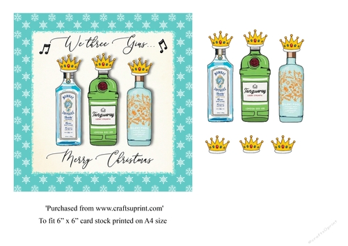 Gin themed Christmas card toppers 6x6