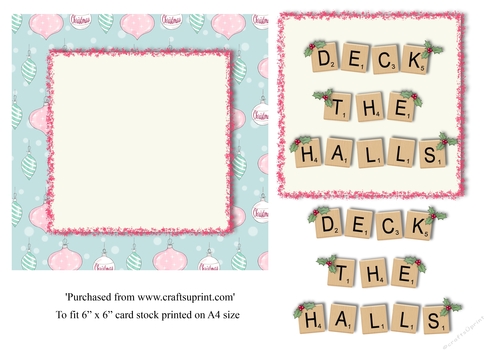 Deck the halls Christmas card topper for 6x6 card