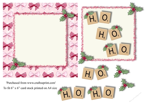 HO HO HO Christmas card topper for 6x6 card