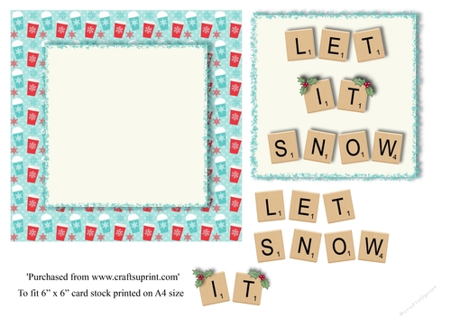 Let it snow Christmas card topper for 6x6 card