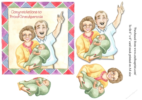Congratulations to new Grand - Parents card , 6x6 topper 