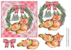 Cosy Christmas foxes in scarves topper for 6x6 card