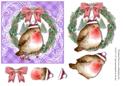 Cosy Robin in hat topper for 6x6 card