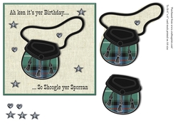 Male Scottish Sporran in MacDonald tartan topper for 6x6 card