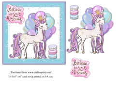 Believe in your dreams unicorn birthday card topper for 6x6 card