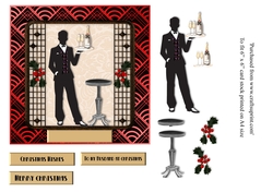 Male Art Deco Christmas card topper for 6x6 card