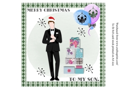 Well dressed son christmas card mini kit for 8x8 card with insert.