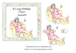 Funny female birthday card toppers for 6x6 card