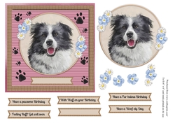 Cute Border Collie dog topper for 6x6 card