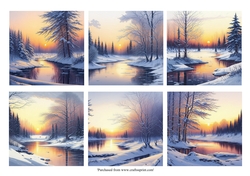 Christmas winter sunset scenes kit for 6x6 cards