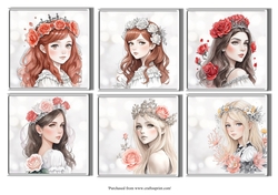 Girls with tiaras and flowers card front for 6x6 cards