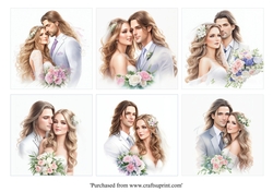 Modern Wedding Cards groom with long hair toppers for 8x8 cards