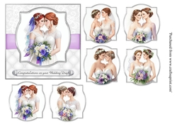 Beautiful Lesbian Wedding topper set of 6 for 8x8 cards