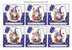 Beautiful Christmas Gnomes topper set of 6 for 8x8 cards