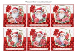 Beautiful Christmas Santa topper set of 6 for 8x8 cards