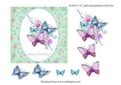 Birthday butterflies 6 x 6 card topper with decoupage