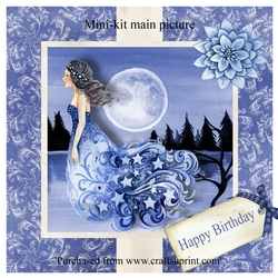 Moonlight dream birthday topper card for 6 x 6 cardstock printed on A4